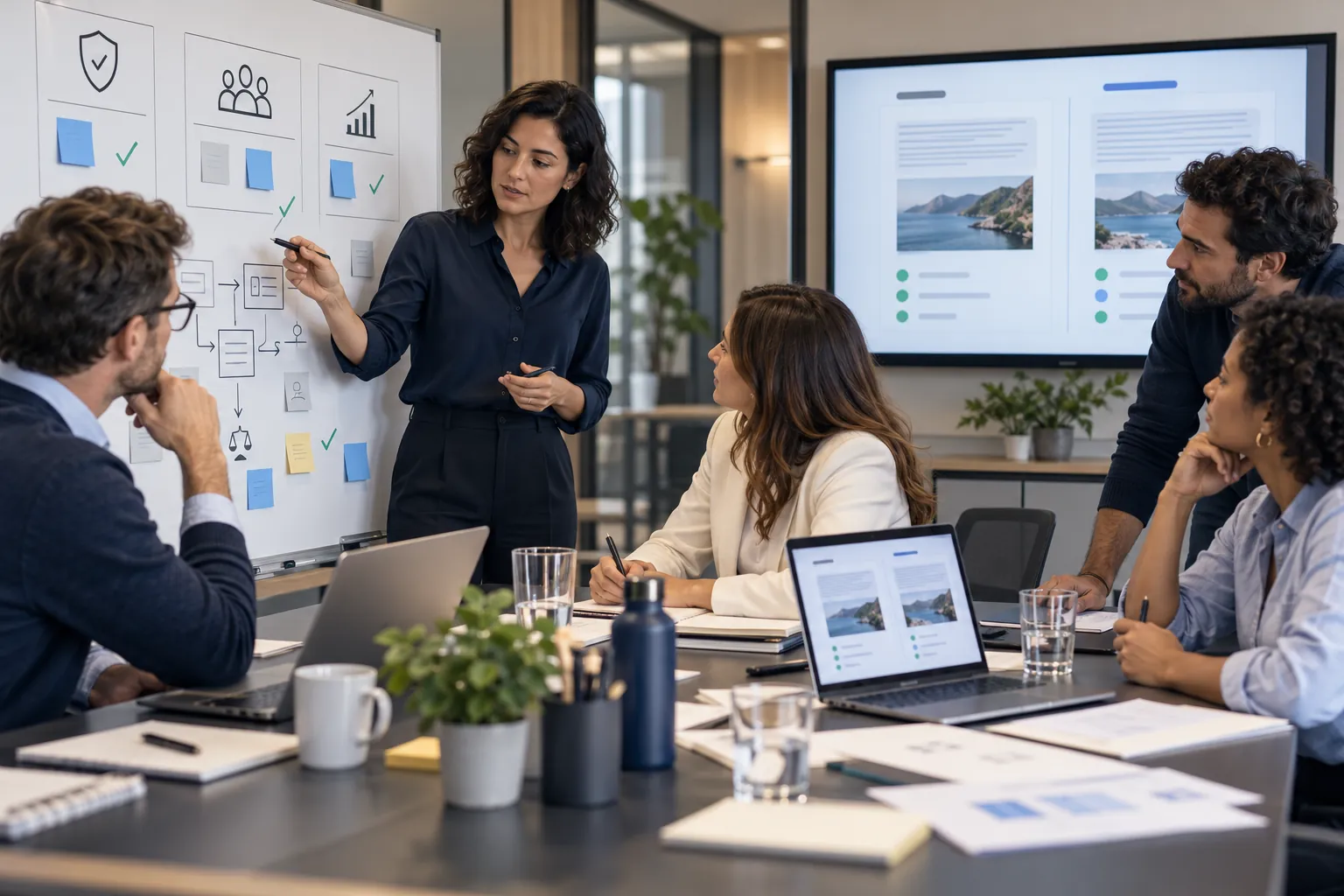 Equipo revisando calidad, seguridad y uso responsable de inteligencia artificial